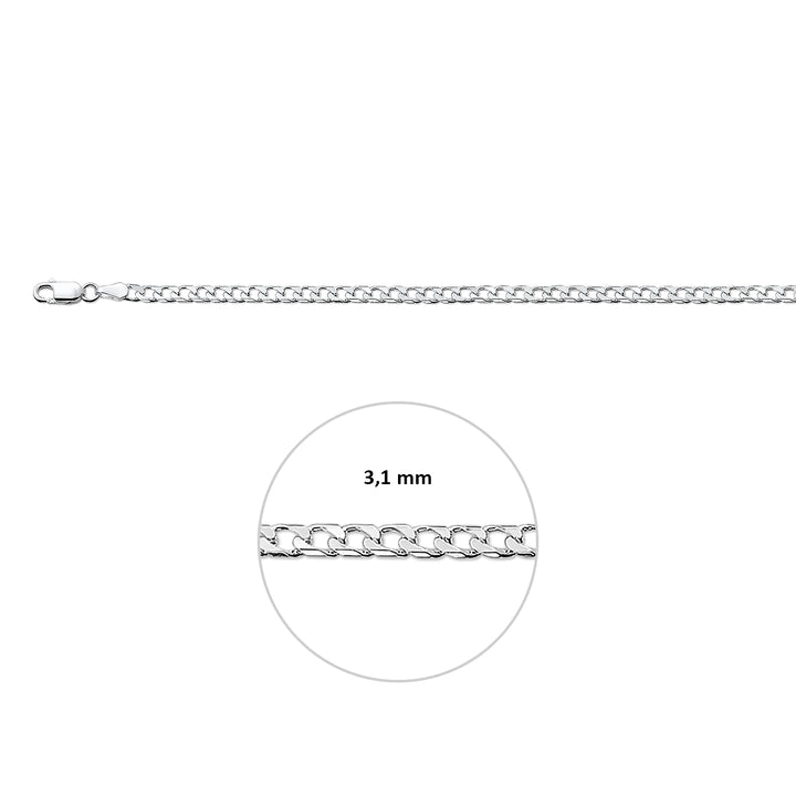 Zilveren lengtecollier - gourmette 8-zijdes geslepen 3,1mm