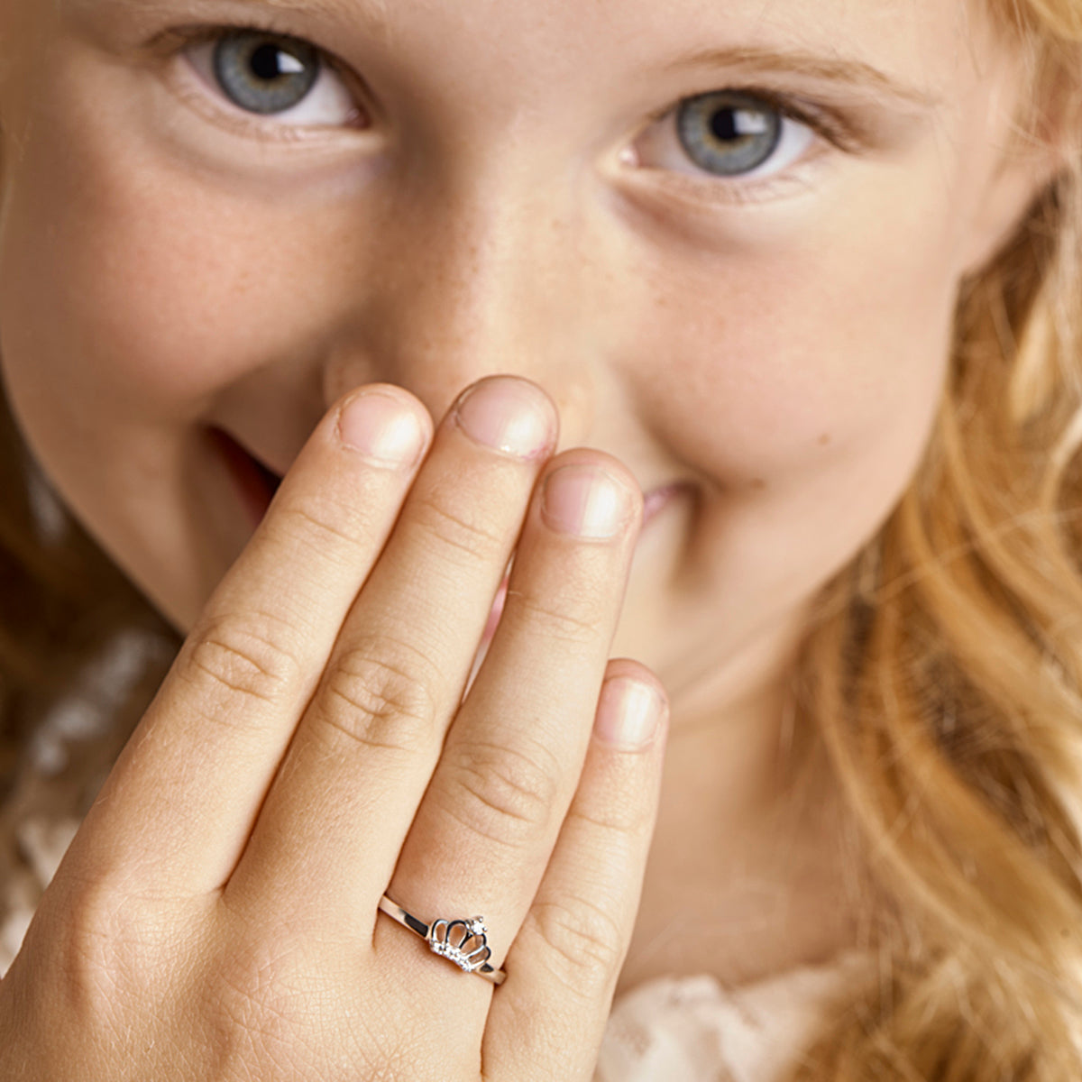 zilveren kinderring kroon zirkonia | 6mm