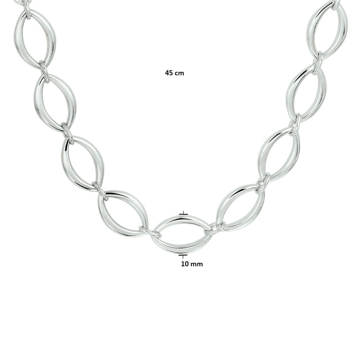 Zilveren collier ovaal 10mm | 45 cm