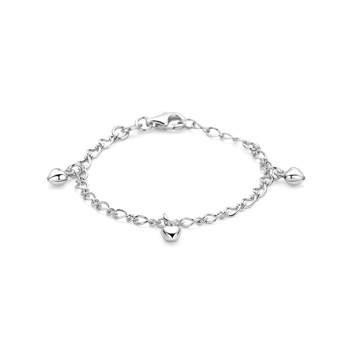 Zilveren armband 3 hartjes | 11+2cm