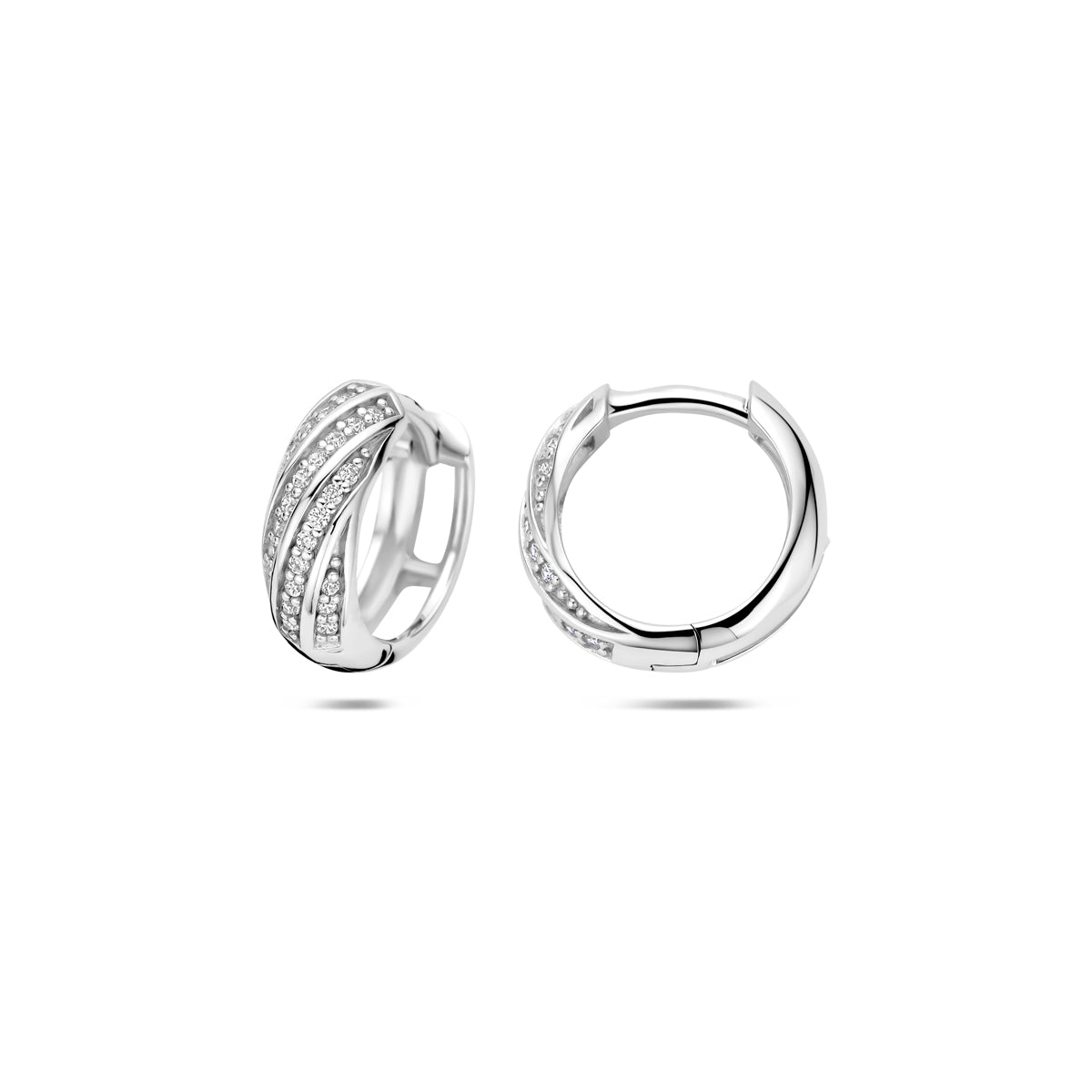 Zilveren klapoorringen zirkonia | 12x4,5mm