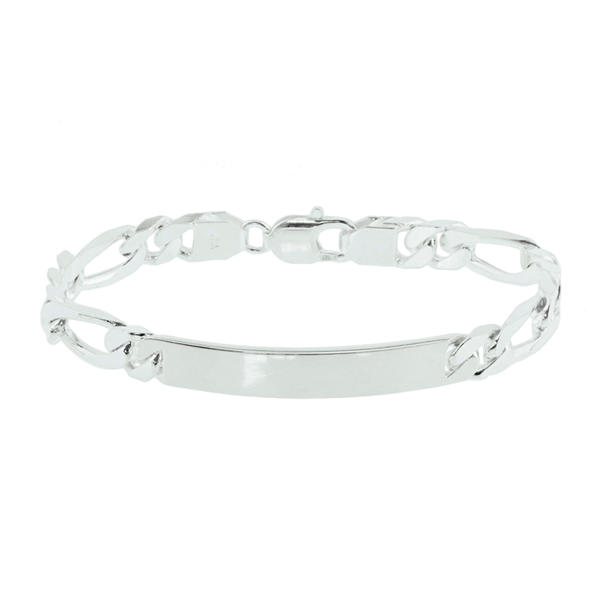 Zilveren graveerarmband figaro plaat 10mm | 21cm