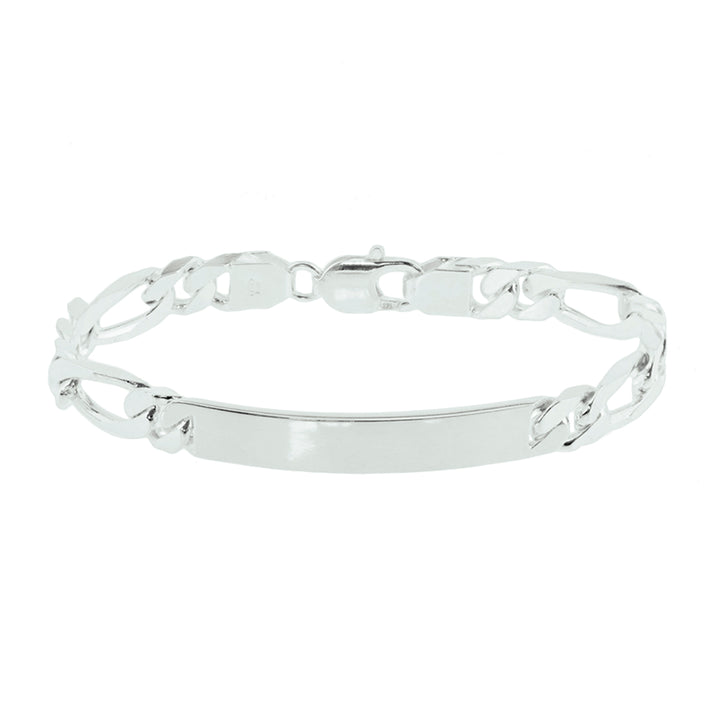 Zilveren graveerarmband figaro plaat 10mm | 21cm