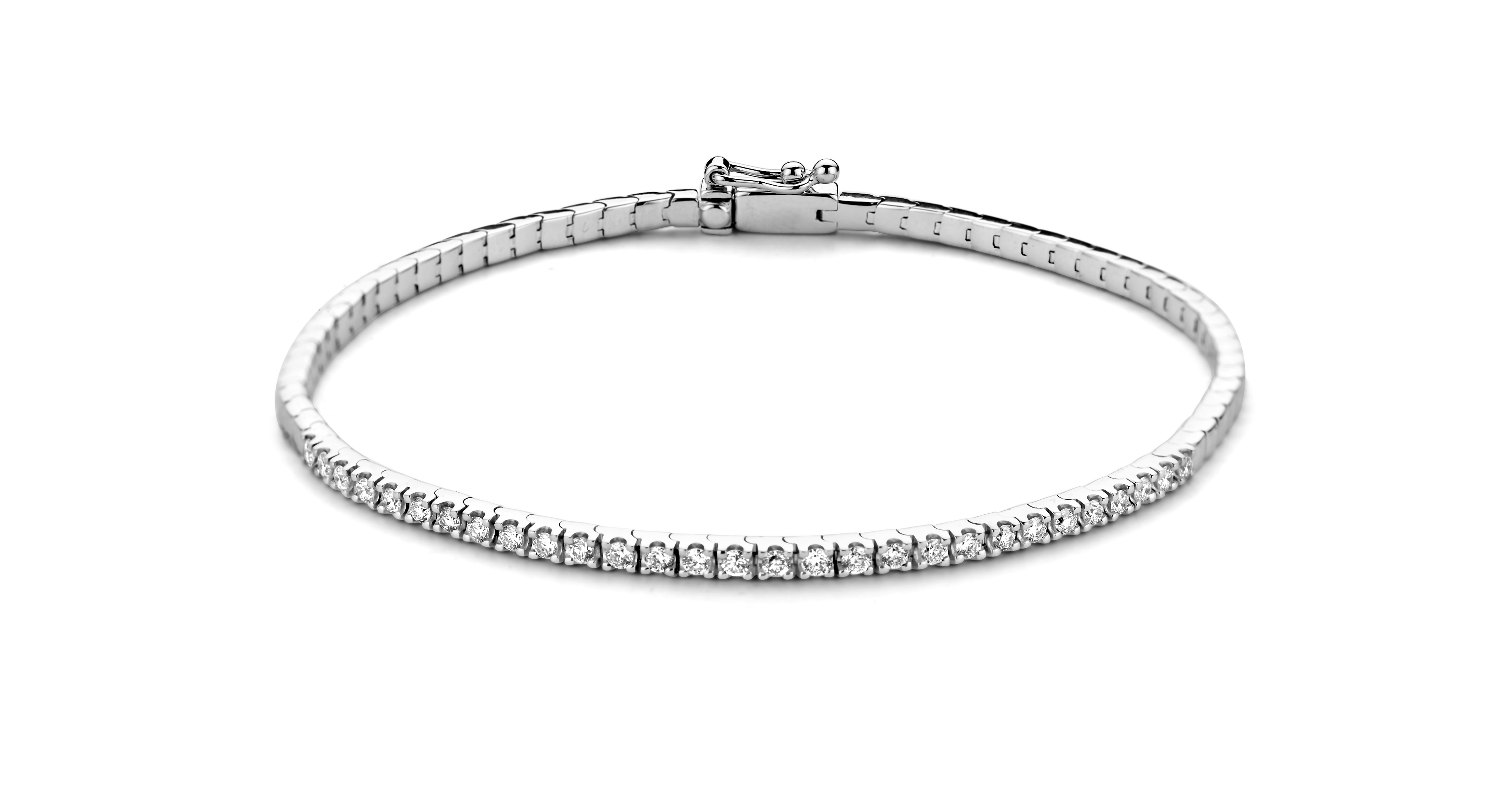 14krt witgouden armband met diamant 0,58ct - 18cm