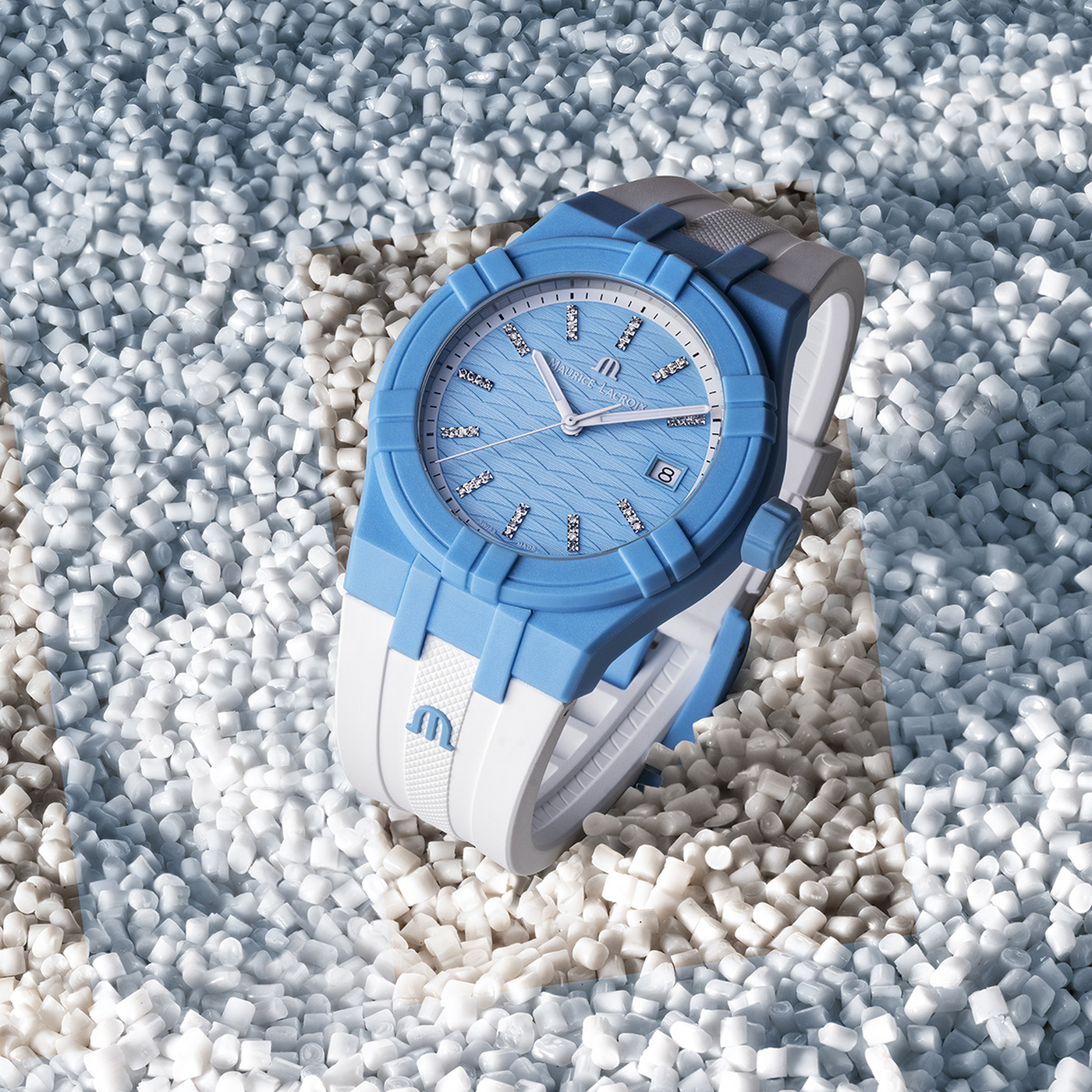 MAURICE LACROIX AIKON TIDE 40MM BLUE/WHITE DIAMONDS AI2008-AAAA1-3A0-0