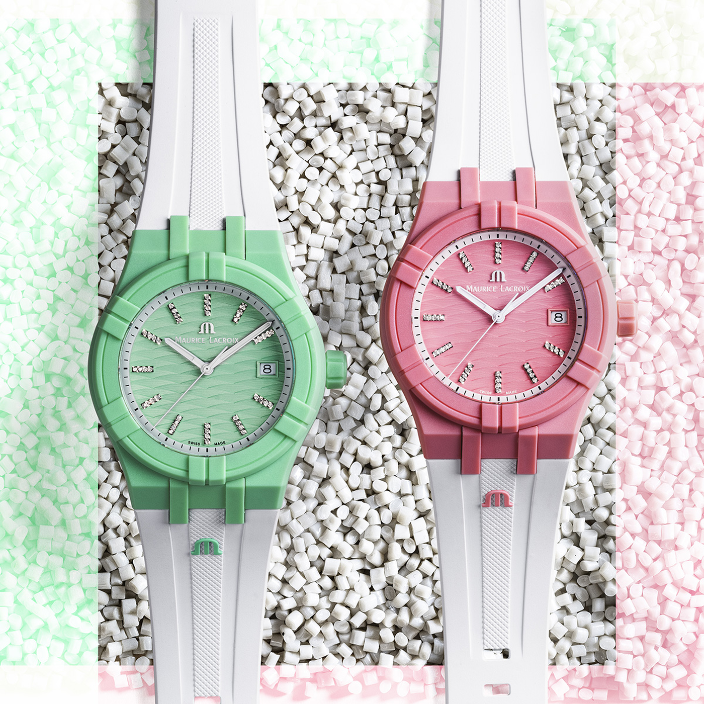 MAURICE LACROIX AIKON TIDE 40MM PINK/WHITE DIAMONDS AI2008-EEEE1-3A0-0