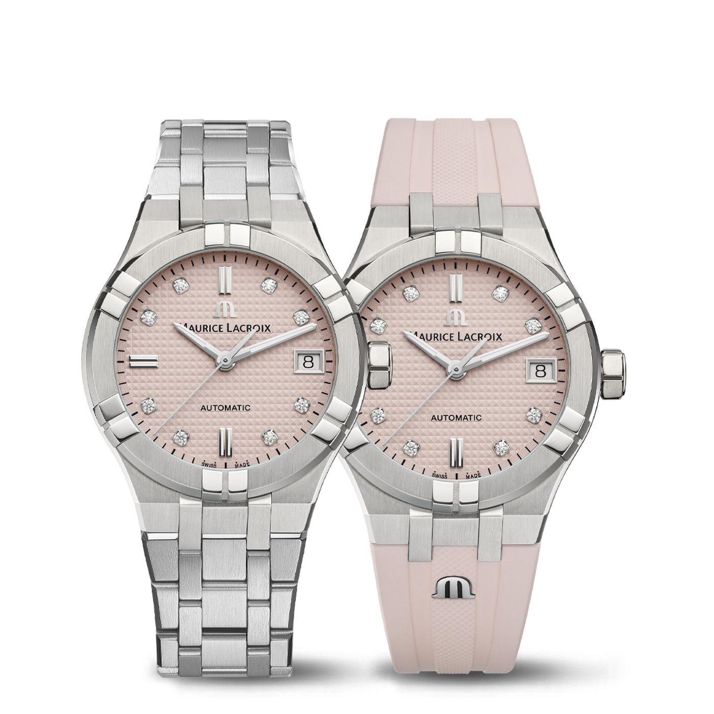 MAURICE LACROIX AIKON AUTOMATIC DATE 35MM PINK SET LIMITED EDITION 888PCS AI6006-SS00F-550-E