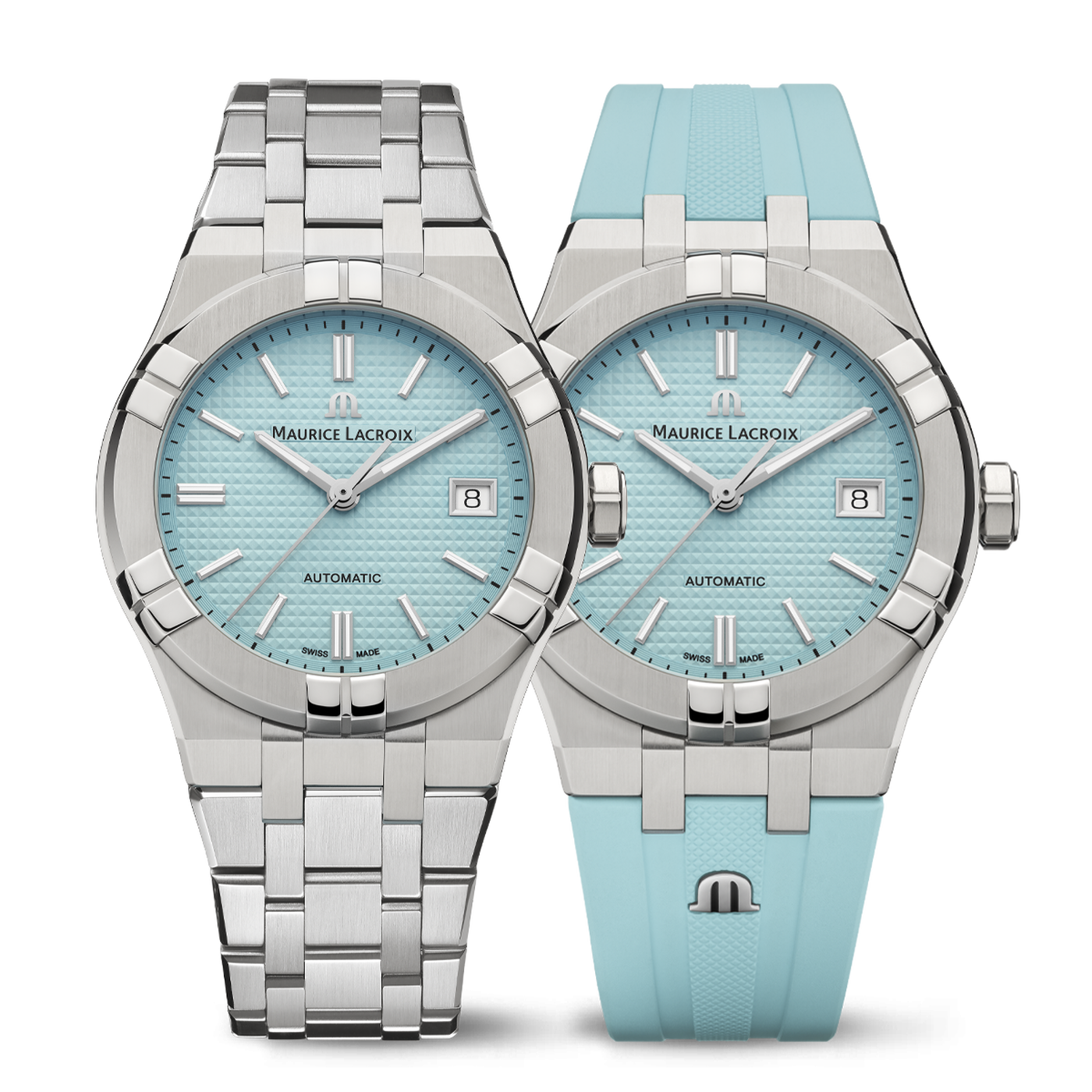 MAURICE LACROIX AIKON AUTOMATIC DATE 39MM TURQUOISE SET LIMITED EDITION 888PCS AI6007-SS00F-431-C