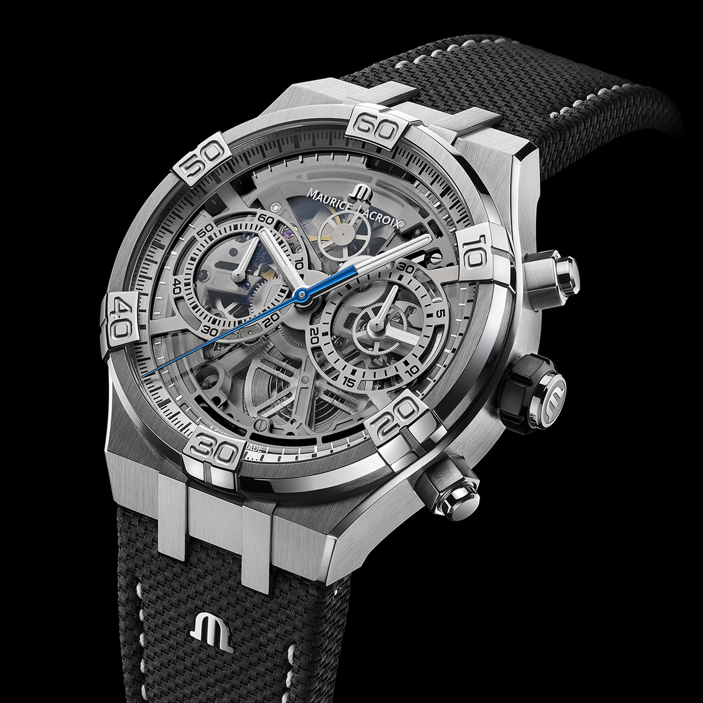 MAURICE LACROIX AIKON AUTOMATIC CHRONOGRAPH SKELETON AI6098-SS001-090-1
