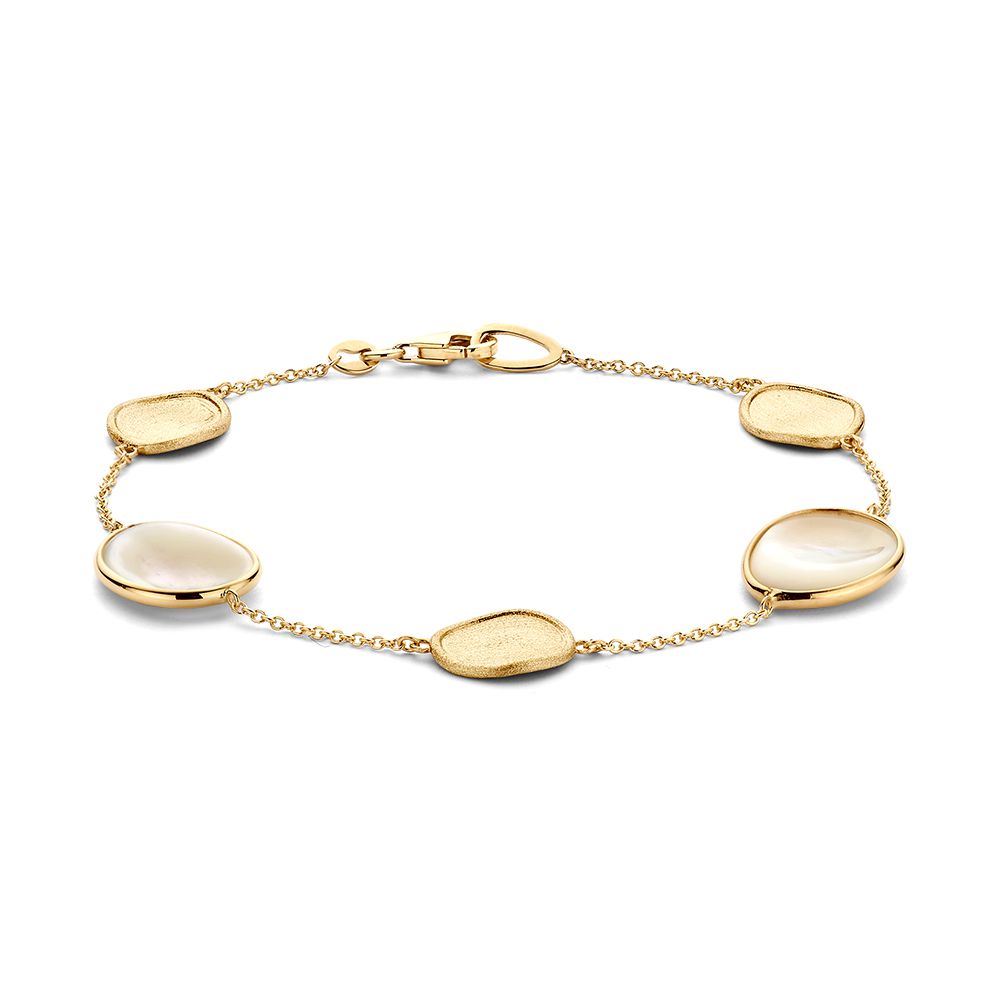 14krt geelgouden armband met parelmoer 13mm | 19cm