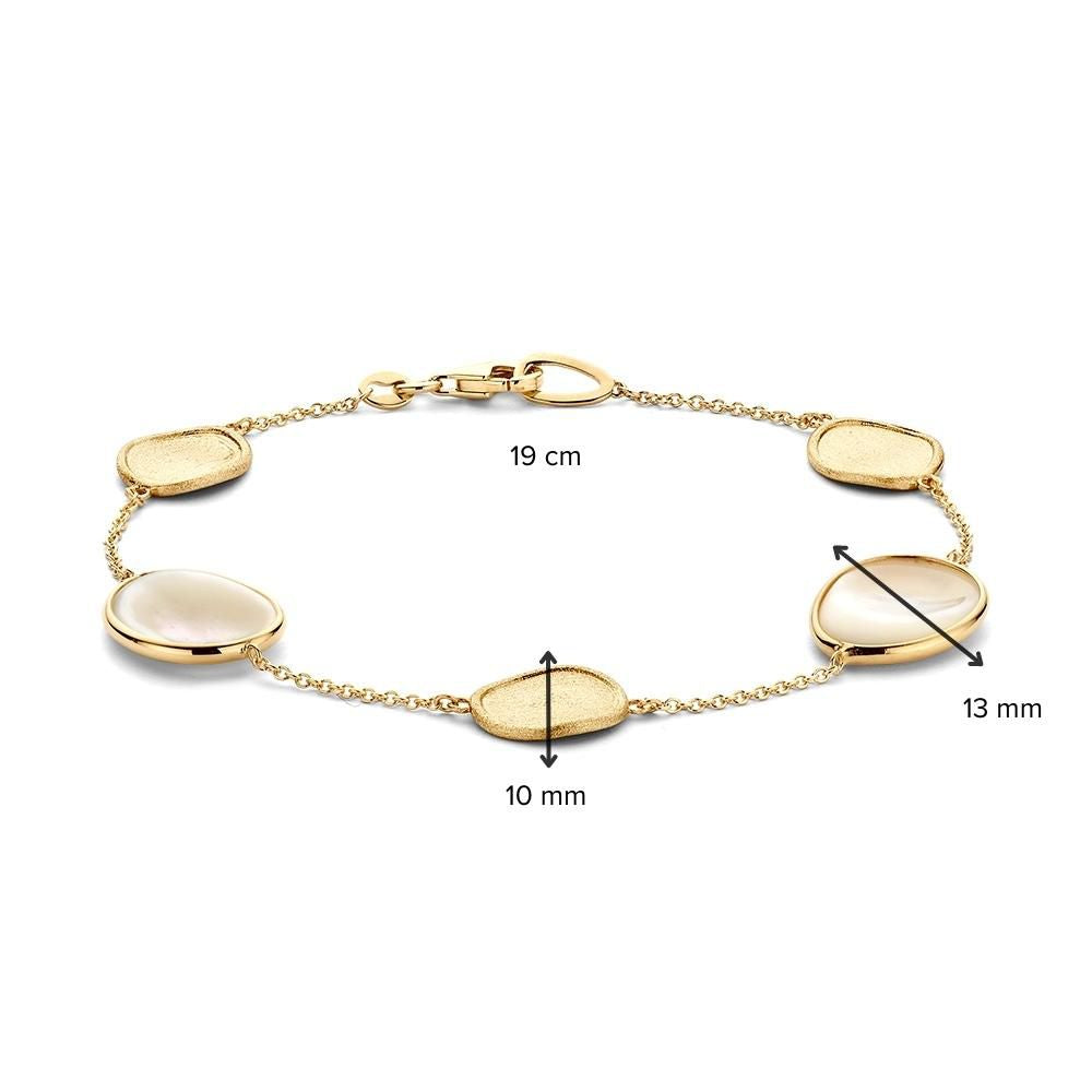 14krt geelgouden armband met parelmoer 13mm | 19cm