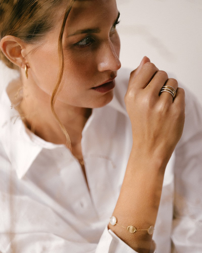 14krt geelgouden armband met parelmoer 13mm | 19cm