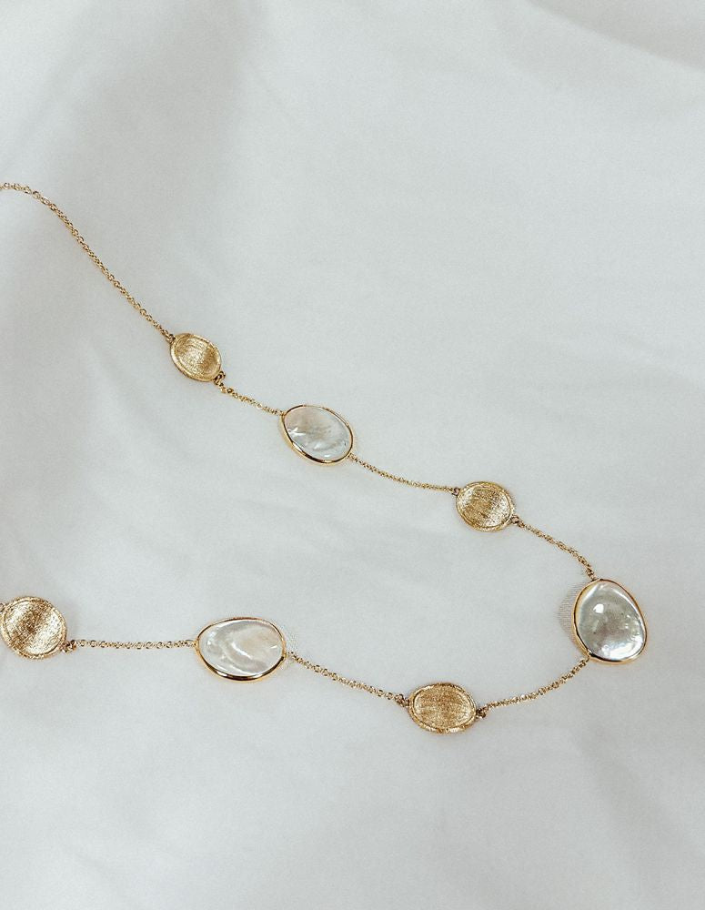 14krt geelgouden collier met parelmoer 13mm | 45cm