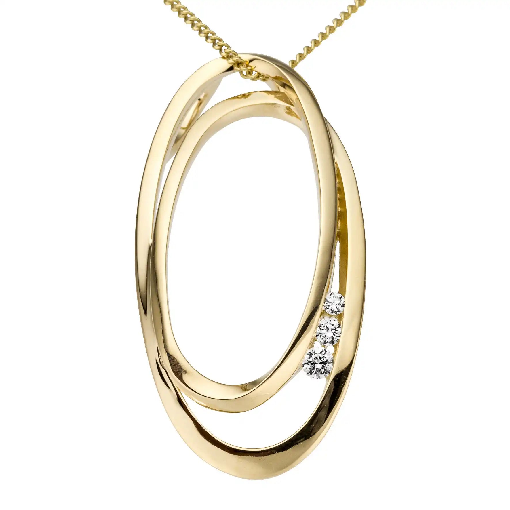 14krt geelgouden hanger met diamant 3-0.08ct HSI