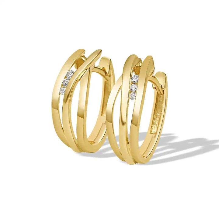 14krt Geelgouden klapoorringen met diamant 6-0.05ct HSI