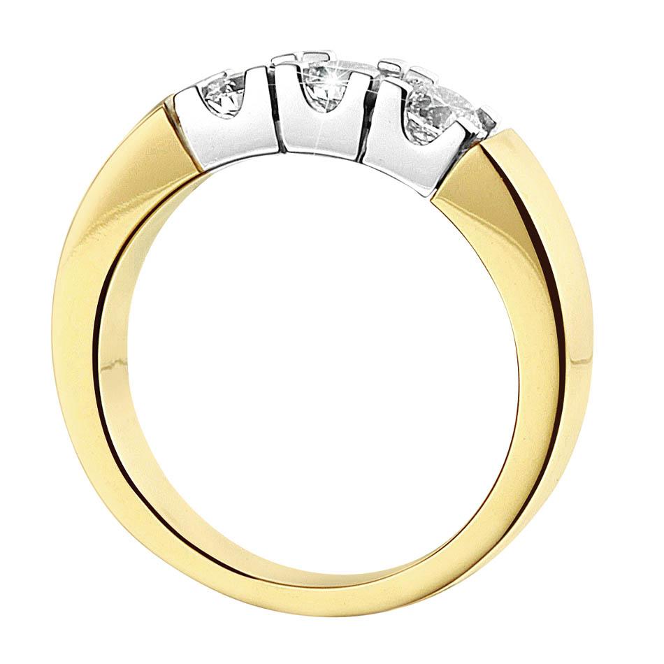 14krt bicolor gouden memoire ring met LG 3-0.75ct DVVS
