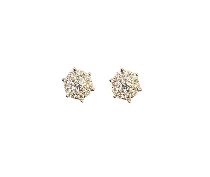 14krt bicolor gouden oorstekers met diamant 2-0.22 & 18-0.15ct HSI