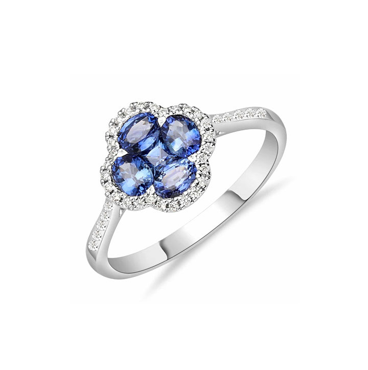 18krt witgouden diamant ring 38-0.17ct GSI met blauw saffier 5-0.94