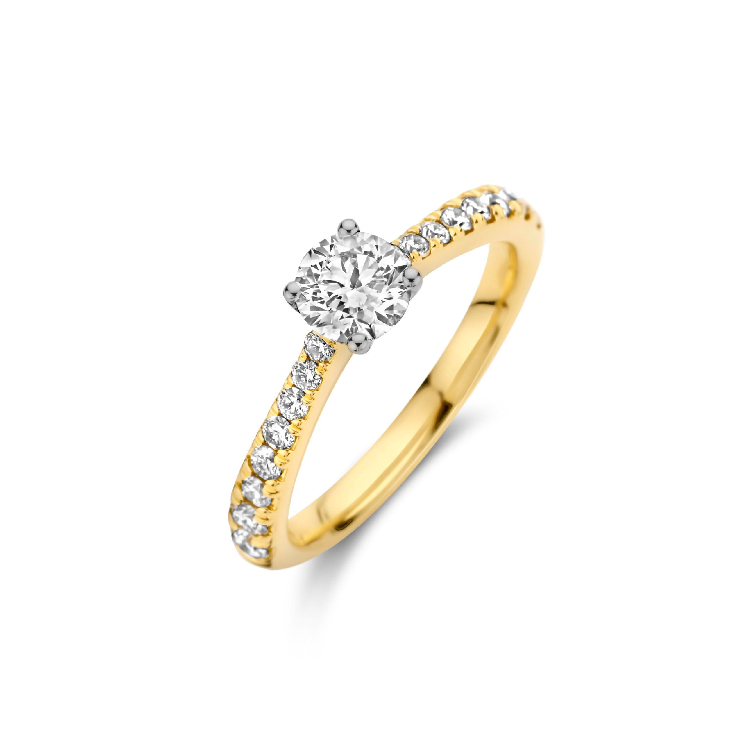 18krt bicolor gouden ring met briljant 16-0.40 H SI & 1-0.60ct GSI2 met GIA certificaat