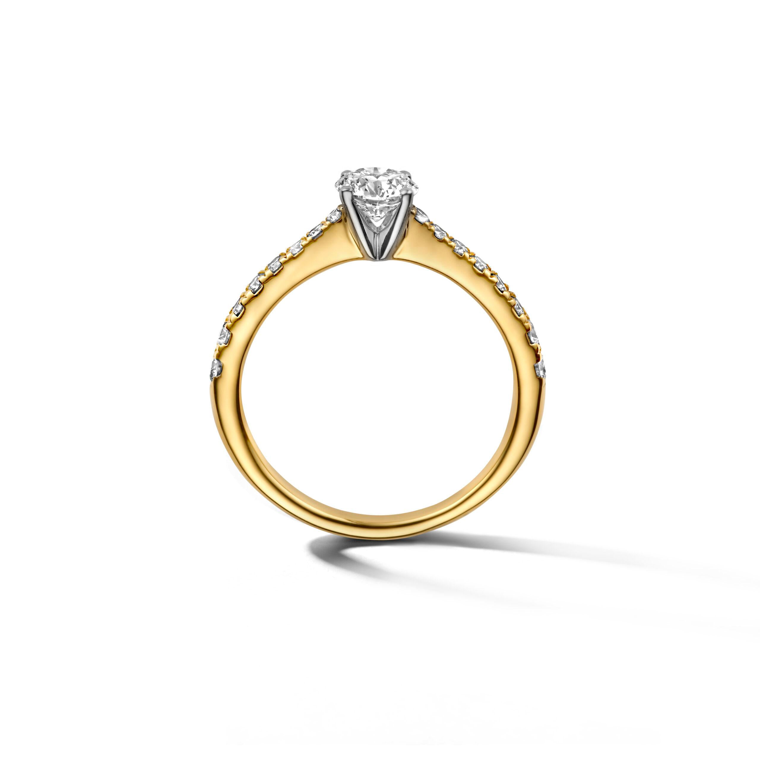 18krt bicolor gouden ring met briljant 16-0.40 H SI & 1-0.60ct GSI2 met GIA certificaat