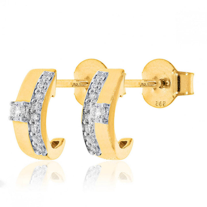 14krt geelgouden oorstekers met diamant 2-0.06/16-0.08crt HSI
