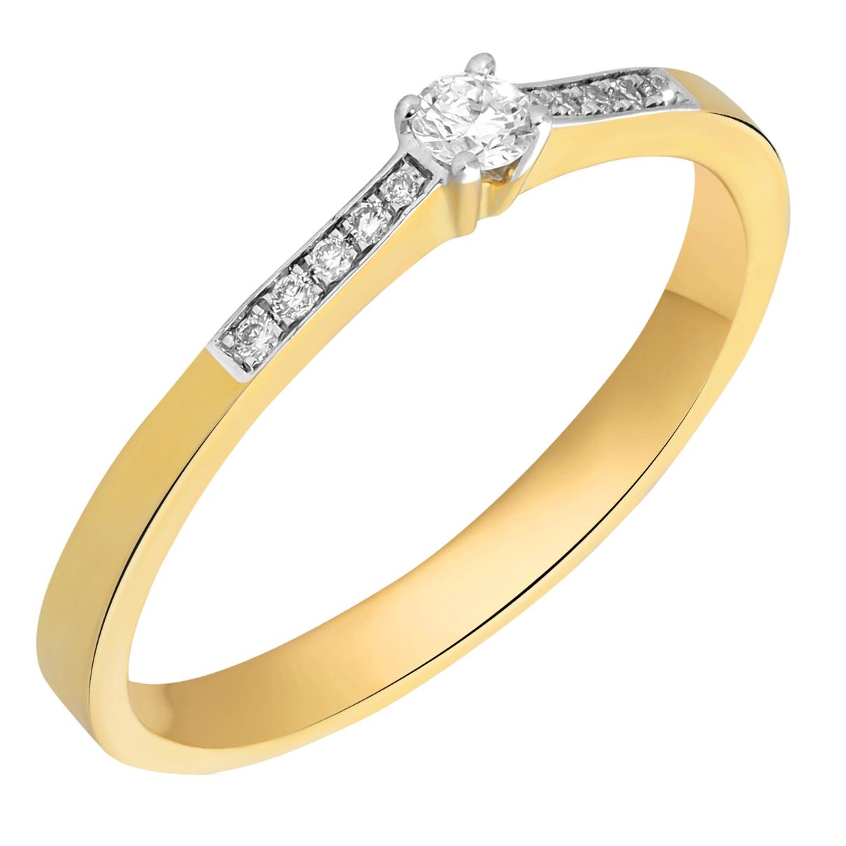 14krt geelgouden ring met 10-0.05ct &  1-0.07ct diamant HSI