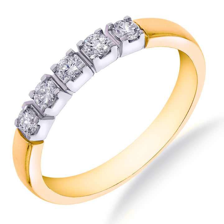 14krt bicolor gouden memoire ring 5-0.35ct GVS
