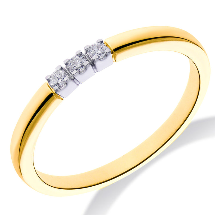 14krt bicolor gouden memoire ring 3-0.06ct HSI