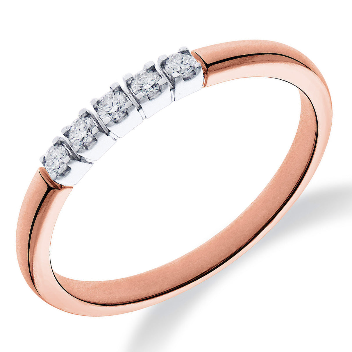 14krt rosé gouden memoire ring 5-0.15ct GVS