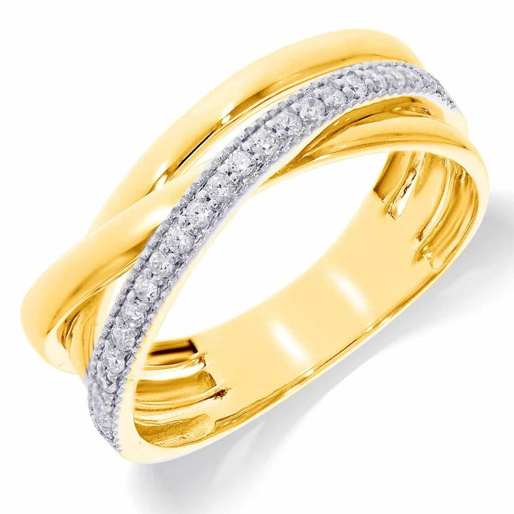 Bicolor gouden Crossover Ring 23-0.18 Crt H SI - VSJ0038