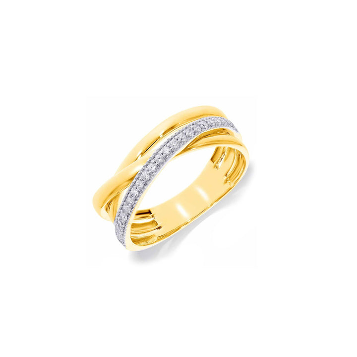14krt Bicolor gouden crossover Ring 23-0.18ct HSI