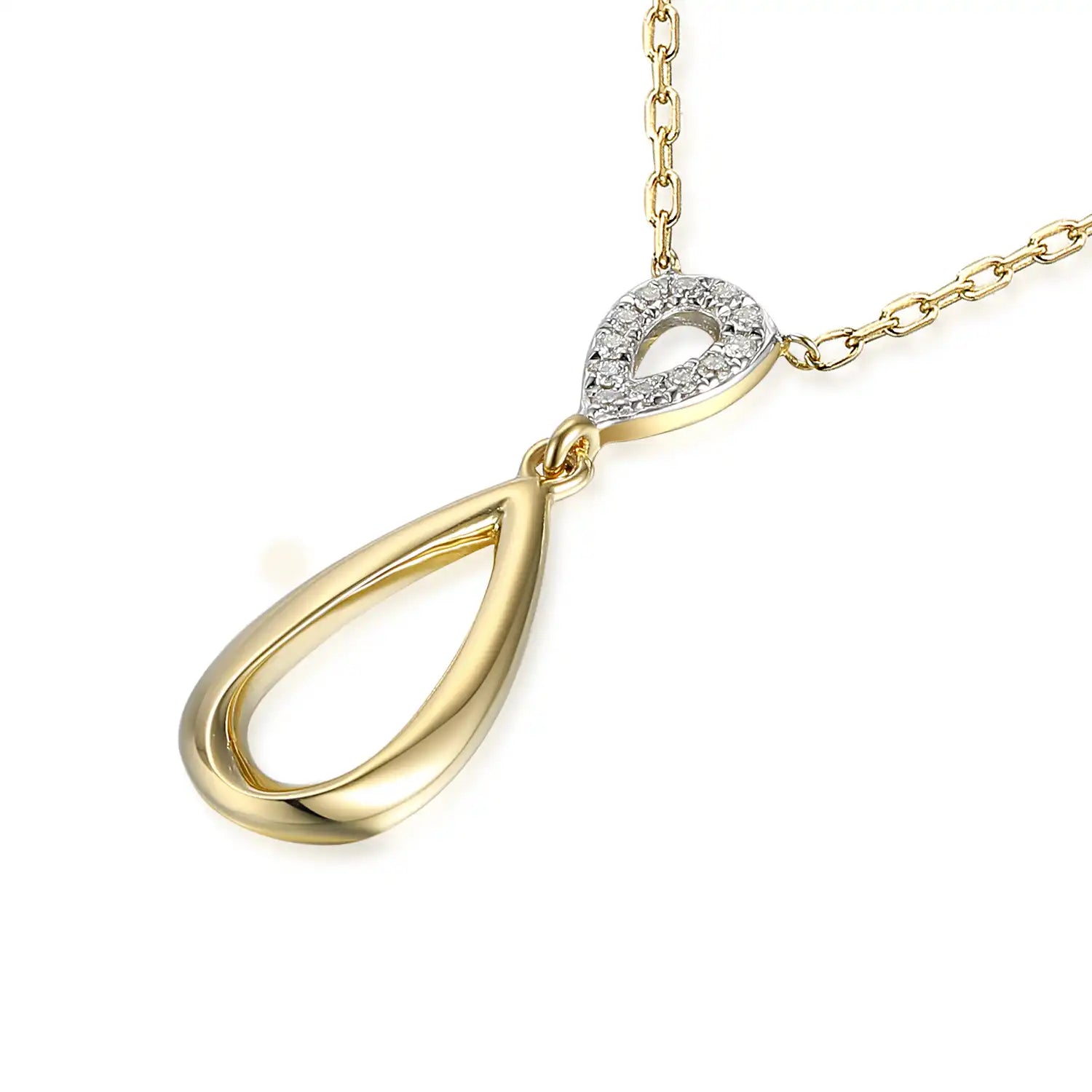 14krt bicolorgouden collier met diamant hanger 12-0.05ct HSI  | 45-47cm