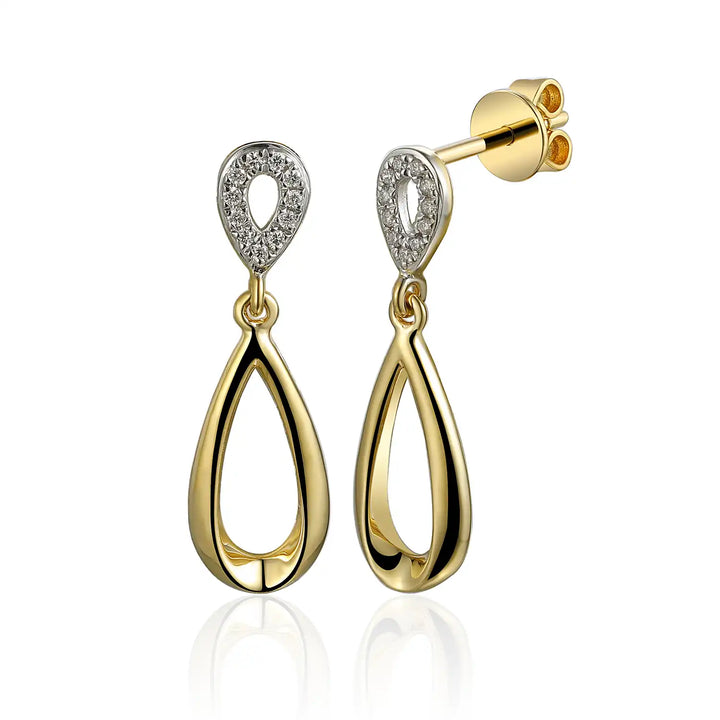 14krt bicolor gouden oorhangers met diamant 22-0.06ct HSI
