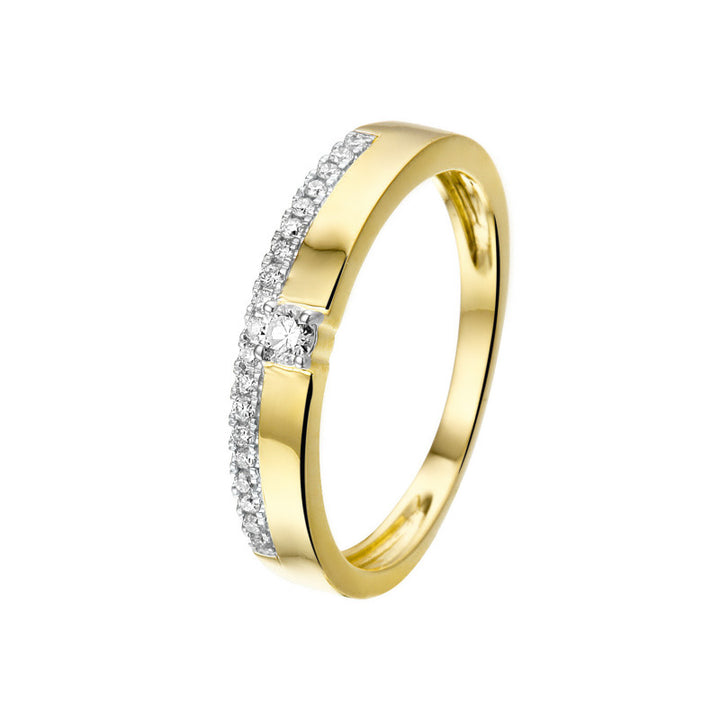 14krt geelgouden ring met diamant 1-0.07/19-0.10crt HSI