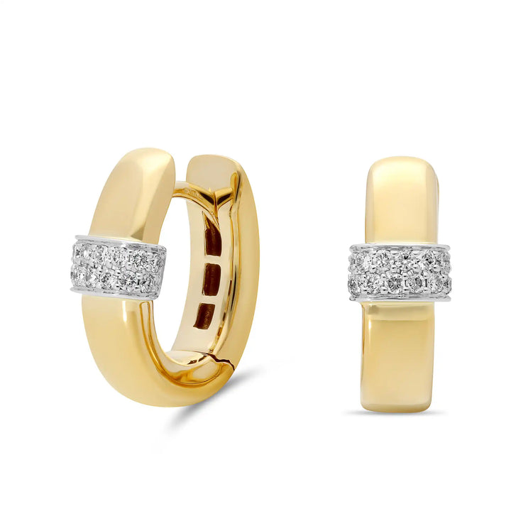 14krt geelgouden klapoorringen met briljant 28-0.12ct | 4x14mm