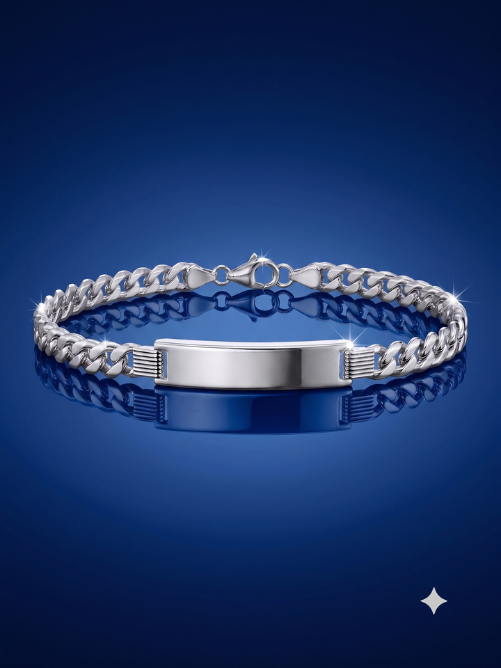 Zilveren graveerarmband gourmette plaat 8mm | 21cm