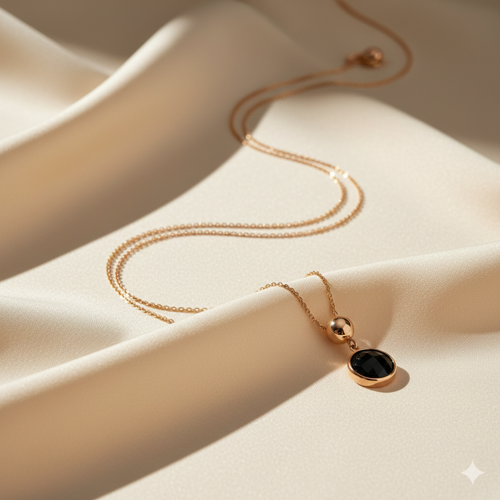14krt roségouden collier met onyx 10mm | 41-43-45cm