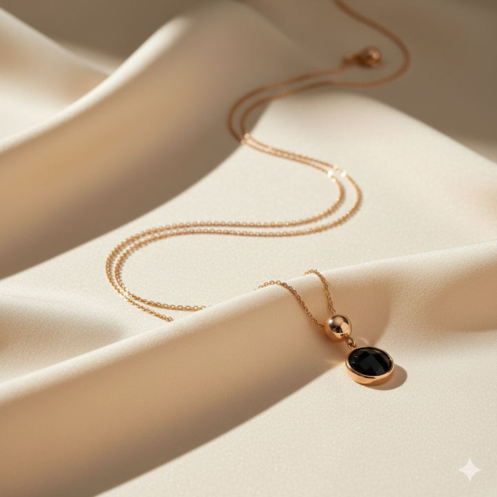 14krt roségouden collier met onyx 10mm | 41-43-45cm