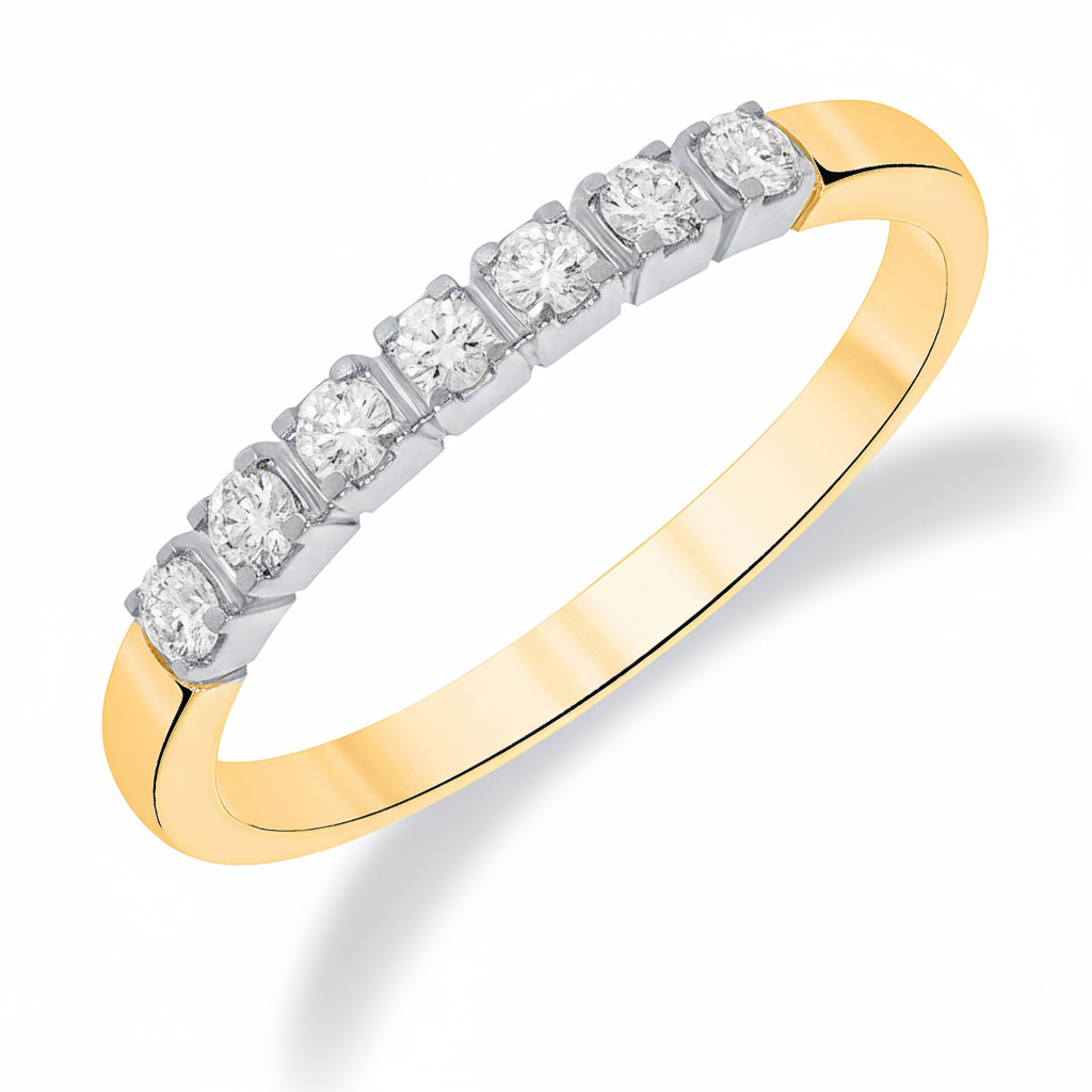 14krt bicolor gouden memoire ring 7-0.21ct TW-VS