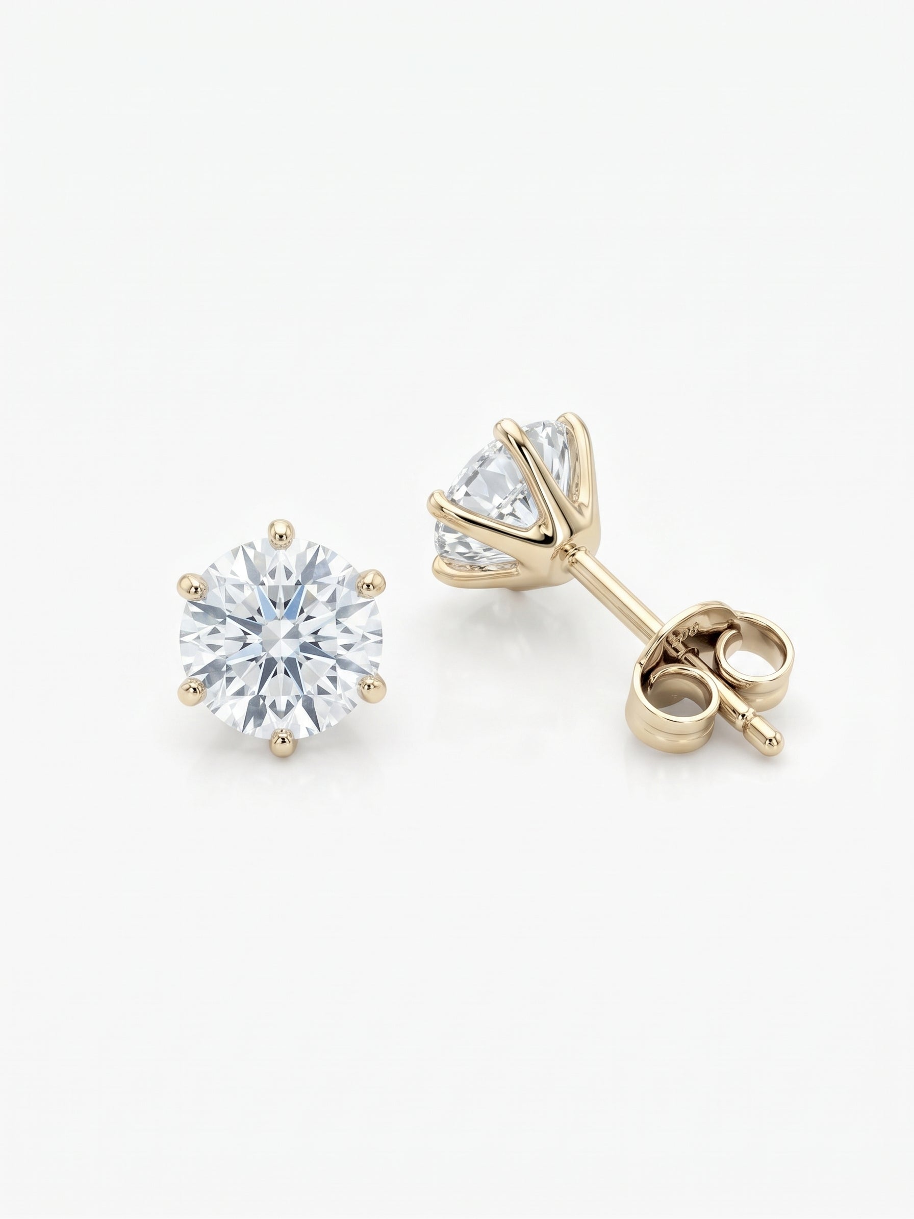14krt geelgouden oorstekers 6 poots met Lab grown diamant 2-2.06ct DVVS2 | incl. IGI certificaat (kopie)