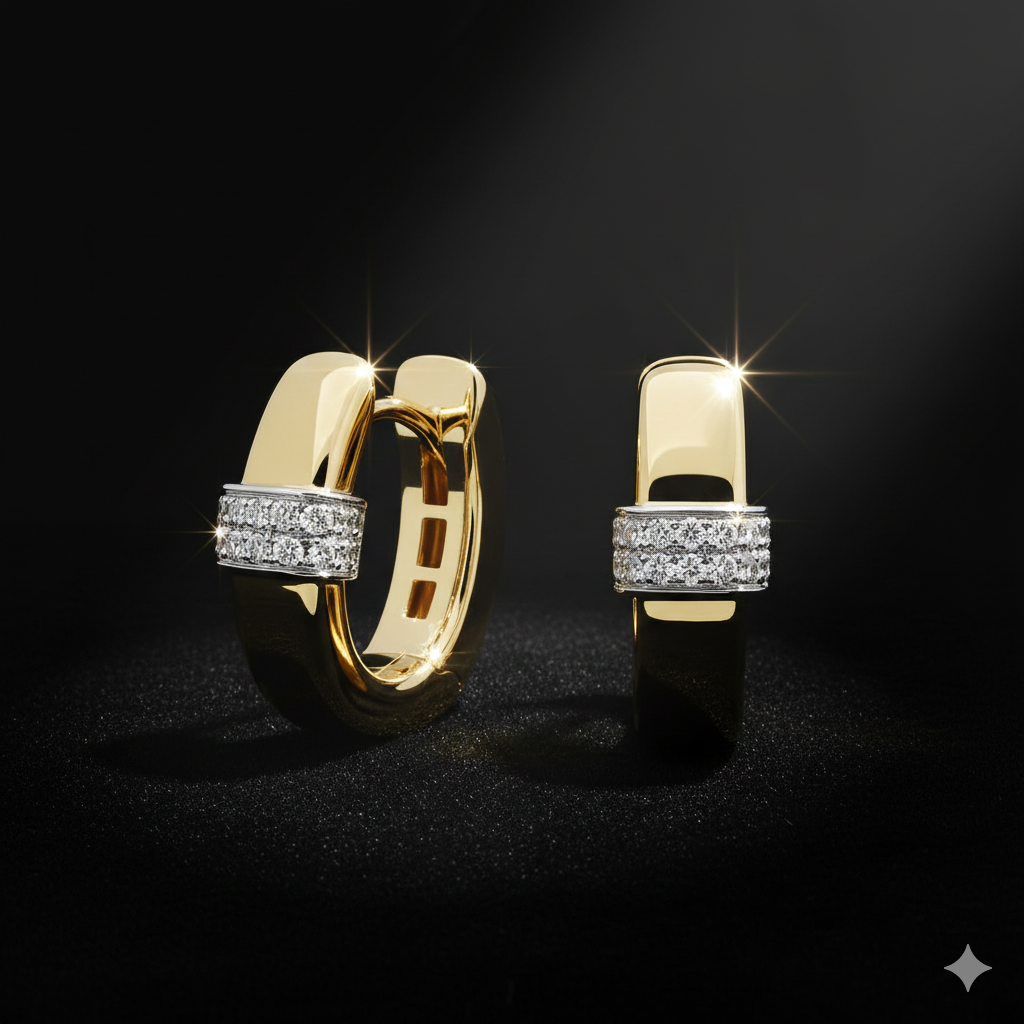 14krt geelgouden klapoorringen met briljant 28-0.12ct | 4x14mm