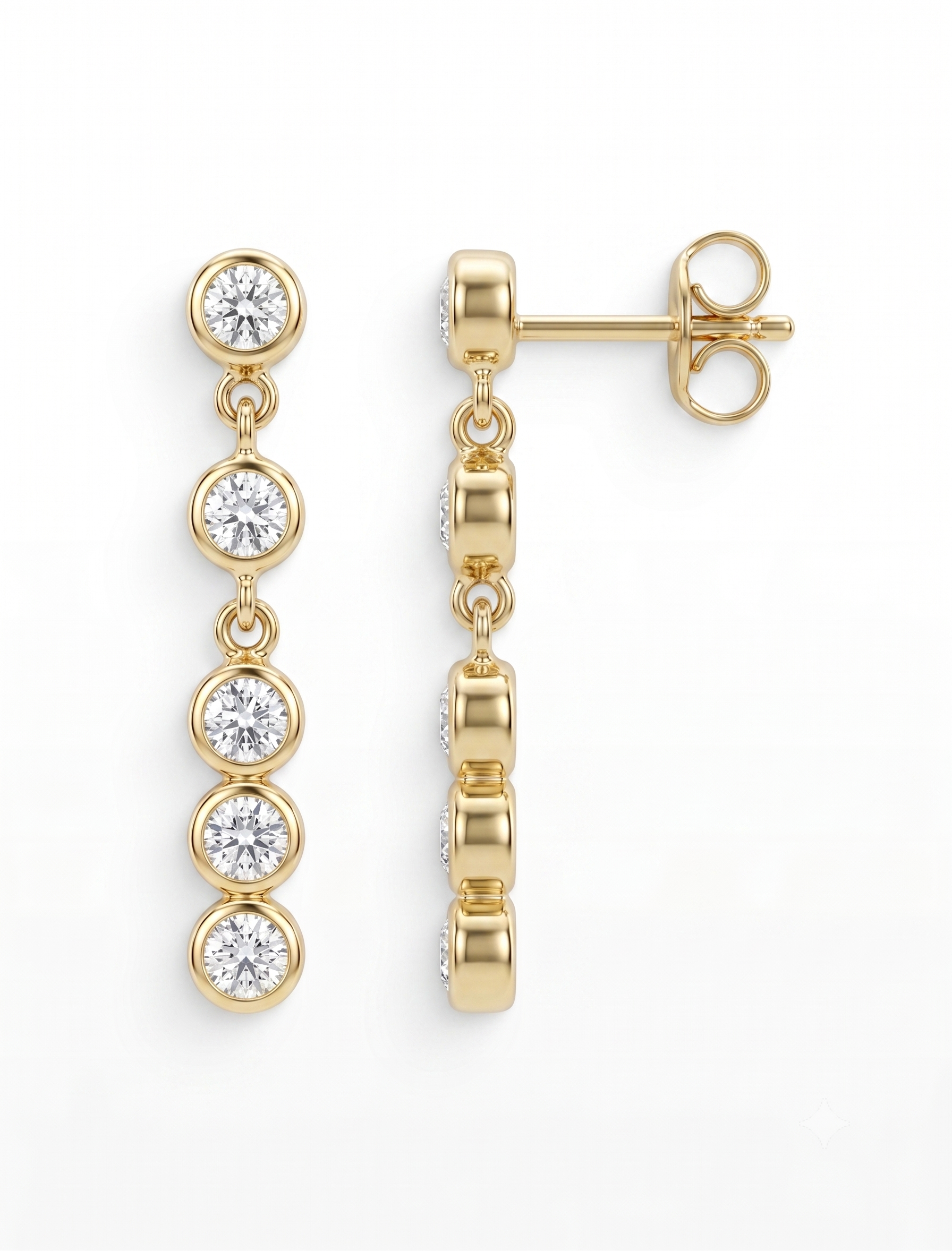 14krt geelgouden oorhangers zirkonia | 19x3mm