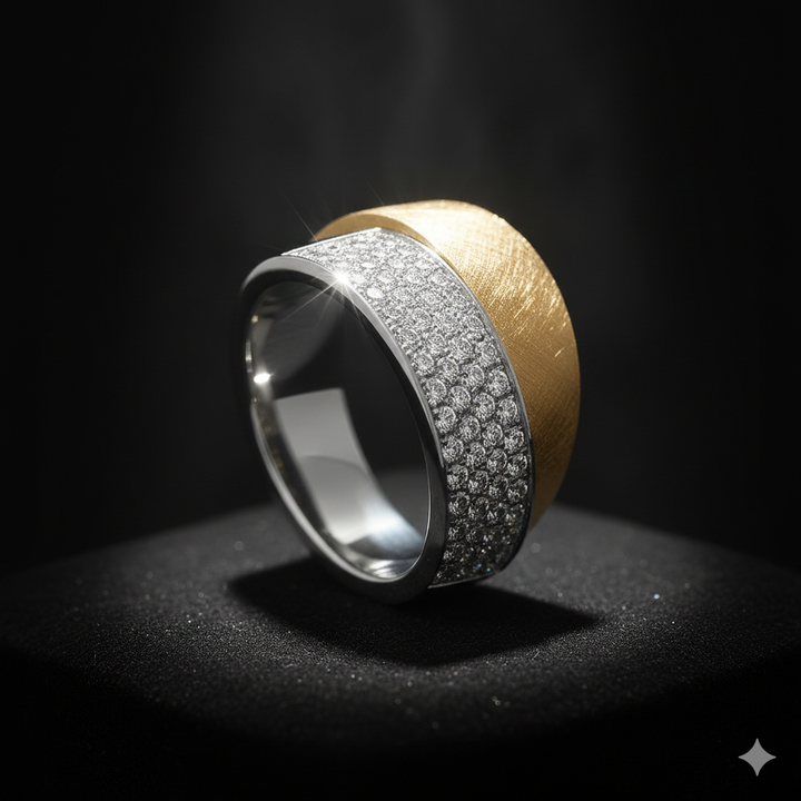 14krt bicolor gouden ring ijsmat met briljant 82-0.82ct HSI