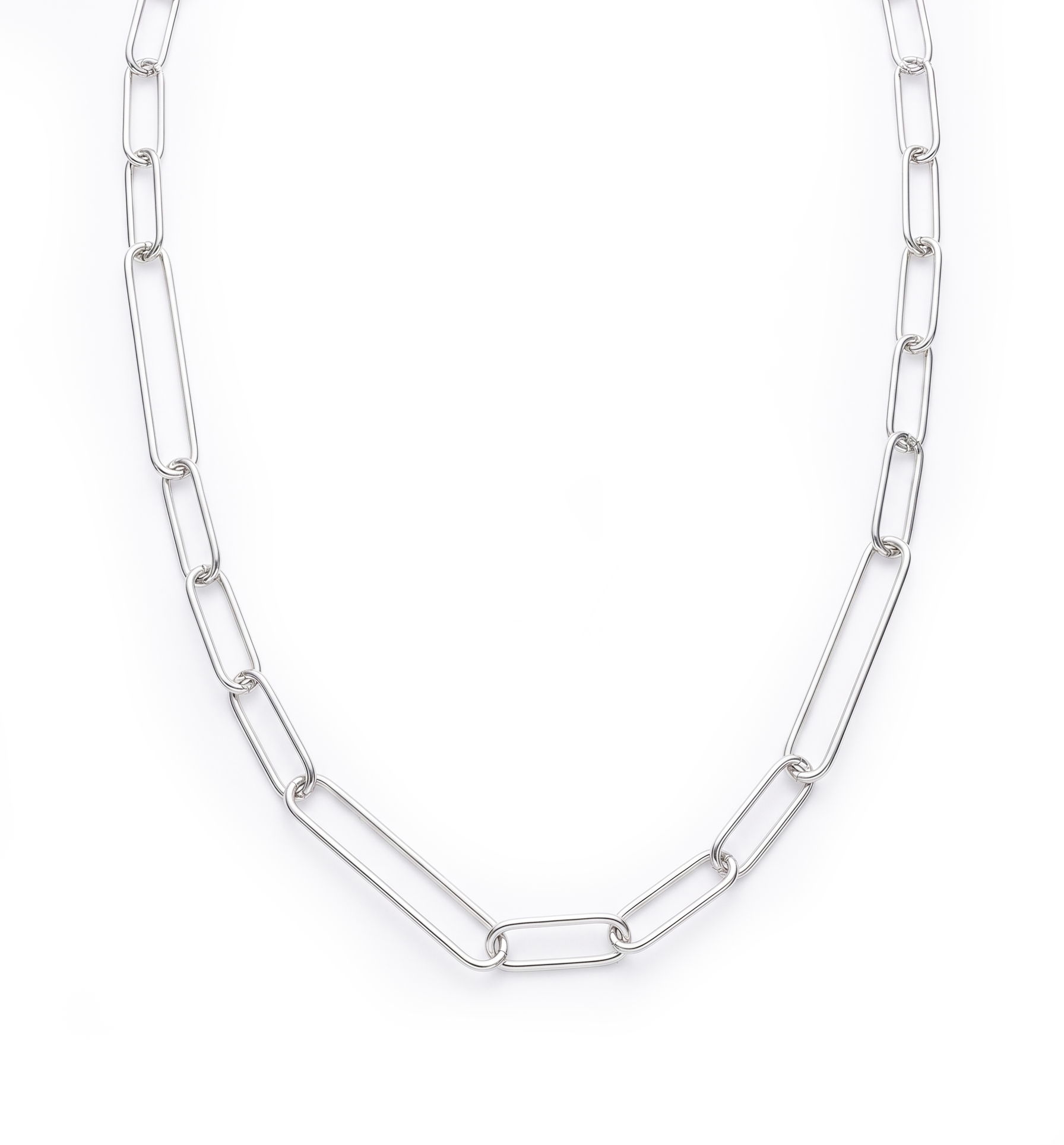 Zilveren collier paperclip | 45cm