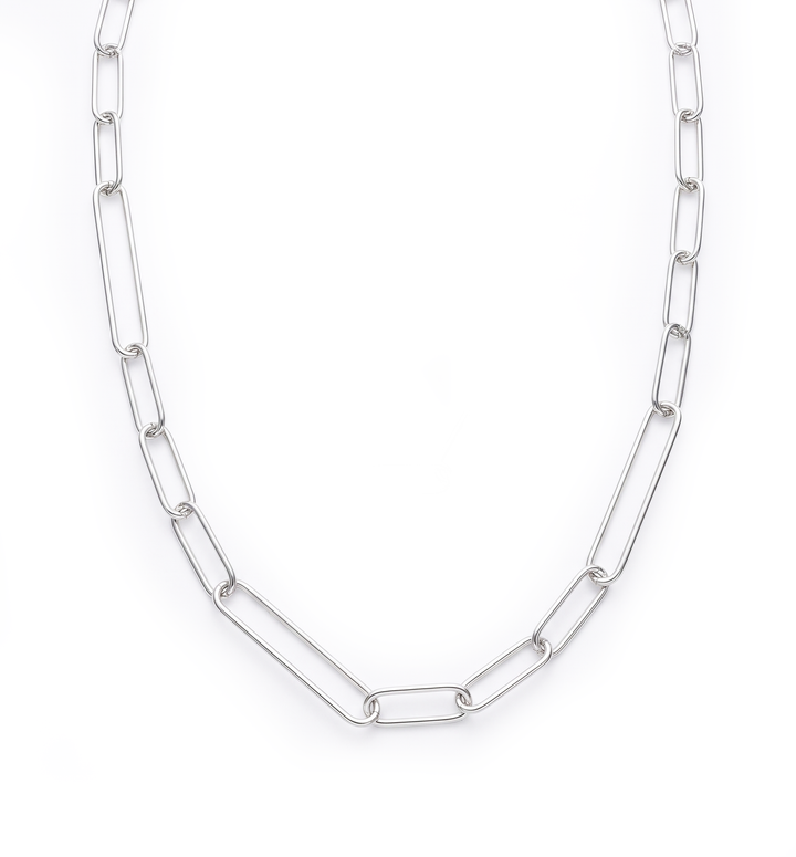 Zilveren collier paperclip | 45cm