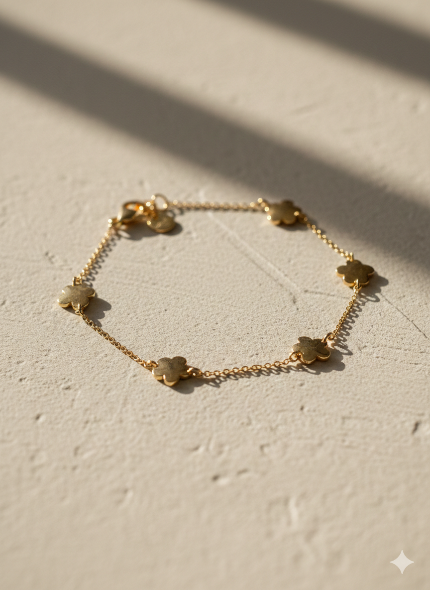 14krt geelgouden armband bloem | 19cm