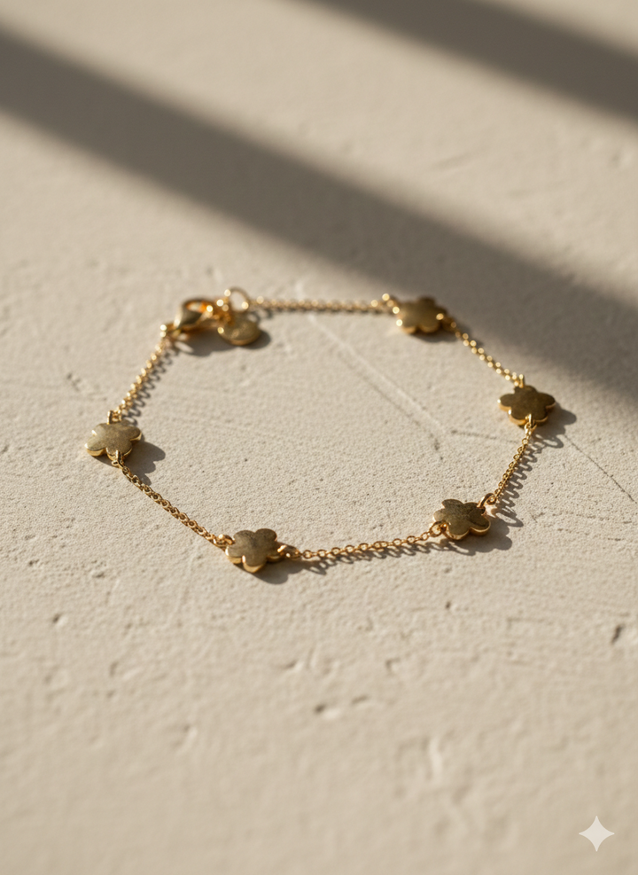 14krt geelgouden armband bloem | 19cm