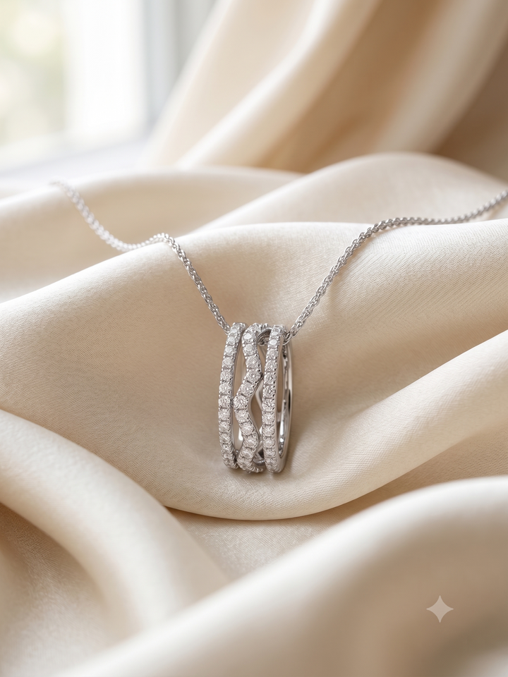 Damiani | 18krt witgouden collier met 0.30ct briljant hanger | 45cm