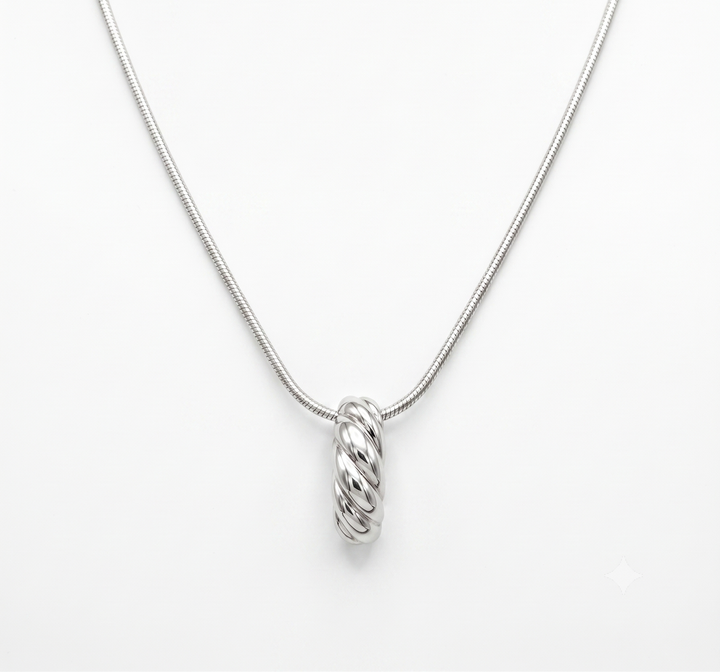 Zilveren collier slang met hanger fantasie  | 42cm