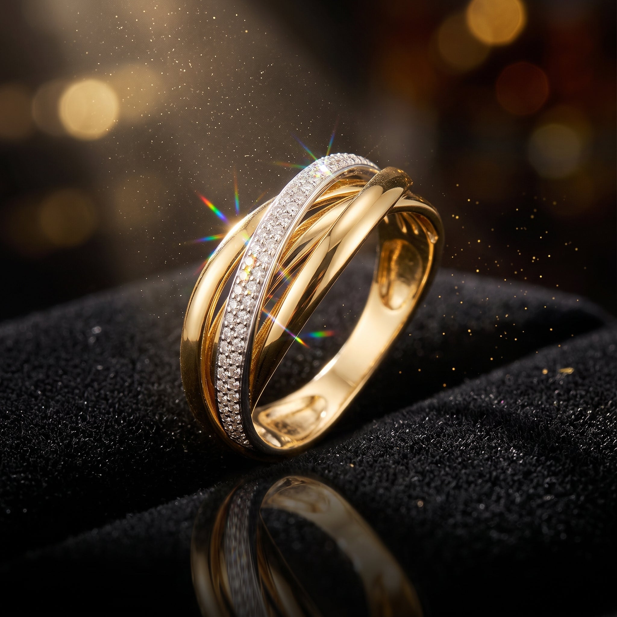 14kt bicolorgouden ring met briljant 0.22ct HSI | mt 58